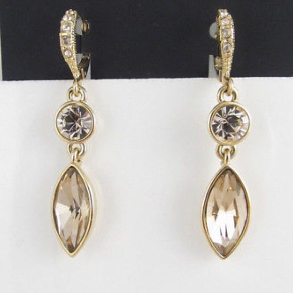 GIVENCHY GOLD-GOLD MARQUISE DROP EARRINGS - Picture 2 of 3